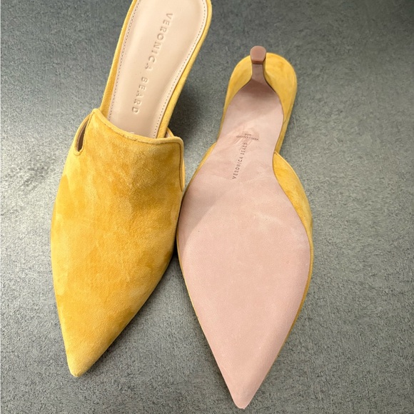 Veronica Beard Mustard Suede Mules - Picture 2 of 4